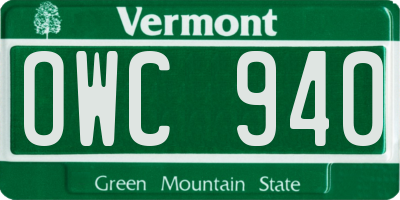 VT license plate OWC940