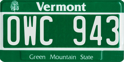 VT license plate OWC943