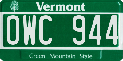 VT license plate OWC944