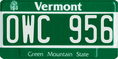 VT license plate OWC956