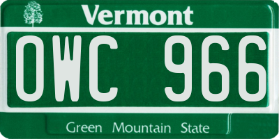 VT license plate OWC966