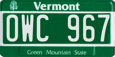 VT license plate OWC967