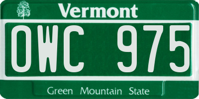 VT license plate OWC975