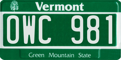 VT license plate OWC981