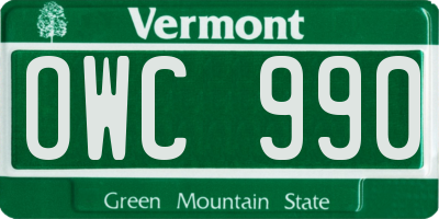 VT license plate OWC990