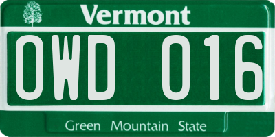 VT license plate OWD016