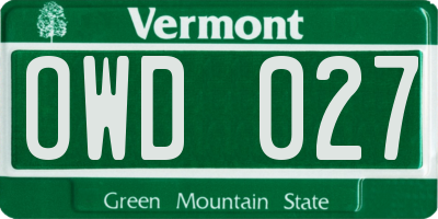 VT license plate OWD027