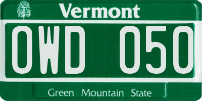 VT license plate OWD050
