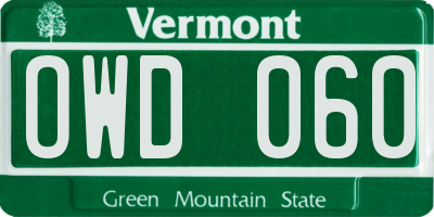 VT license plate OWD060