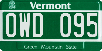 VT license plate OWD095