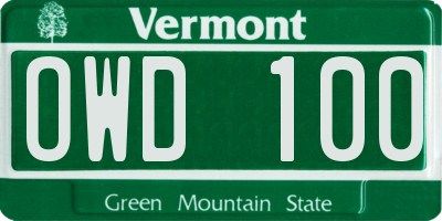 VT license plate OWD100