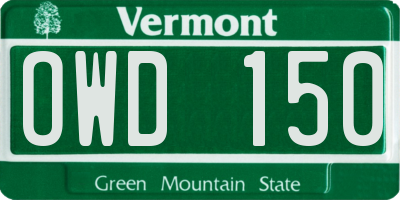 VT license plate OWD150