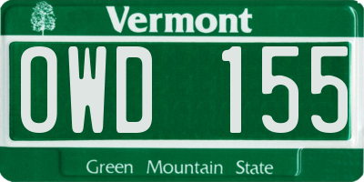 VT license plate OWD155