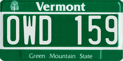 VT license plate OWD159