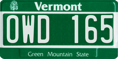 VT license plate OWD165