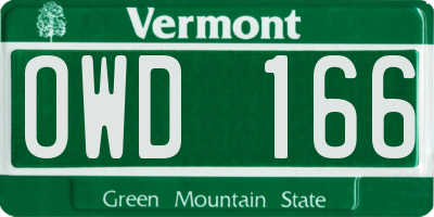 VT license plate OWD166