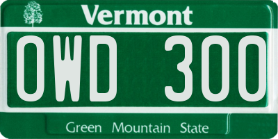 VT license plate OWD300