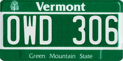 VT license plate OWD306