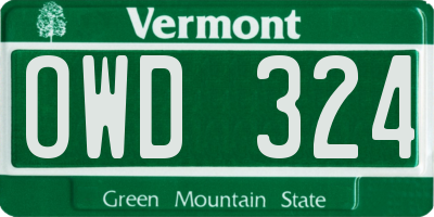 VT license plate OWD324