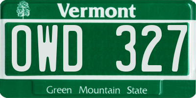 VT license plate OWD327