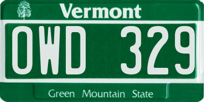 VT license plate OWD329