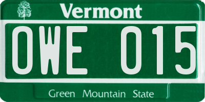 VT license plate OWE015