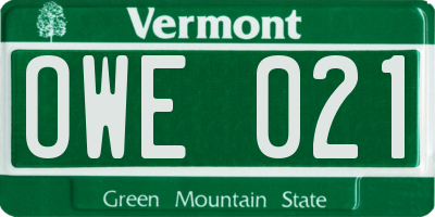 VT license plate OWE021