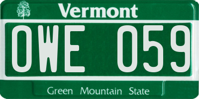 VT license plate OWE059