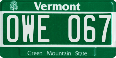 VT license plate OWE067
