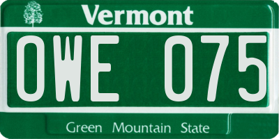 VT license plate OWE075
