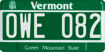 VT license plate OWE082