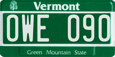 VT license plate OWE090