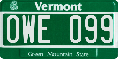 VT license plate OWE099