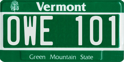 VT license plate OWE101