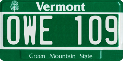 VT license plate OWE109