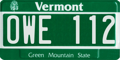 VT license plate OWE112