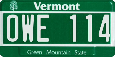 VT license plate OWE114