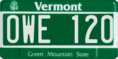 VT license plate OWE120