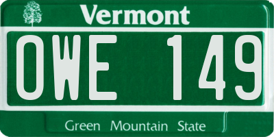 VT license plate OWE149