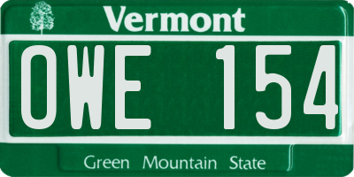VT license plate OWE154