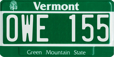 VT license plate OWE155