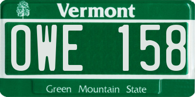 VT license plate OWE158