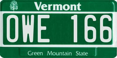 VT license plate OWE166
