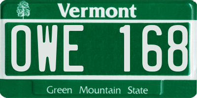 VT license plate OWE168
