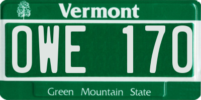 VT license plate OWE170