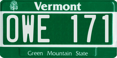 VT license plate OWE171