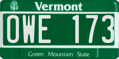VT license plate OWE173