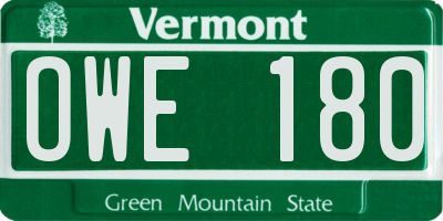 VT license plate OWE180