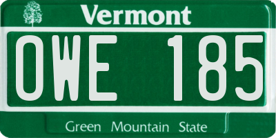 VT license plate OWE185