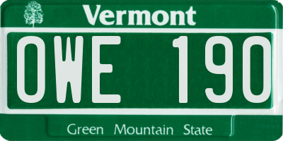 VT license plate OWE190